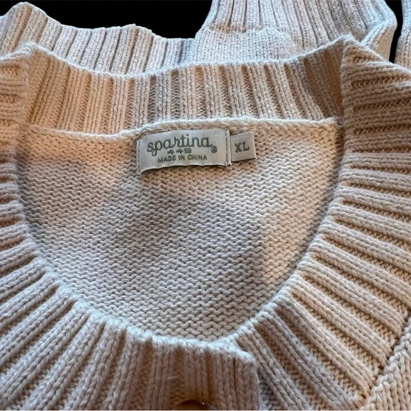 Spartina 449 Marlena Embroidered Cardigan Alabaster Palms - Picture 9 of 9